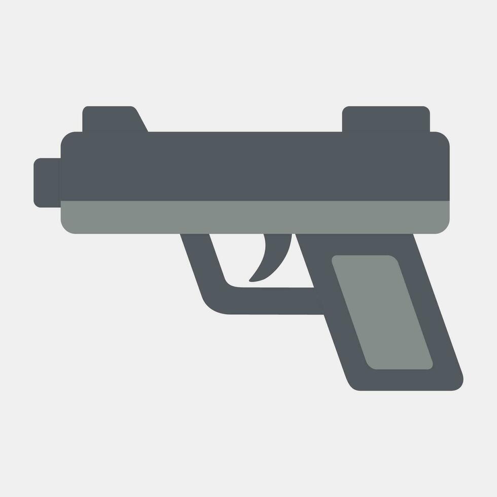 icono mano pistola. militar elementos. íconos en plano estilo. bueno para huellas dactilares, carteles, logo, infografía, etc. vector