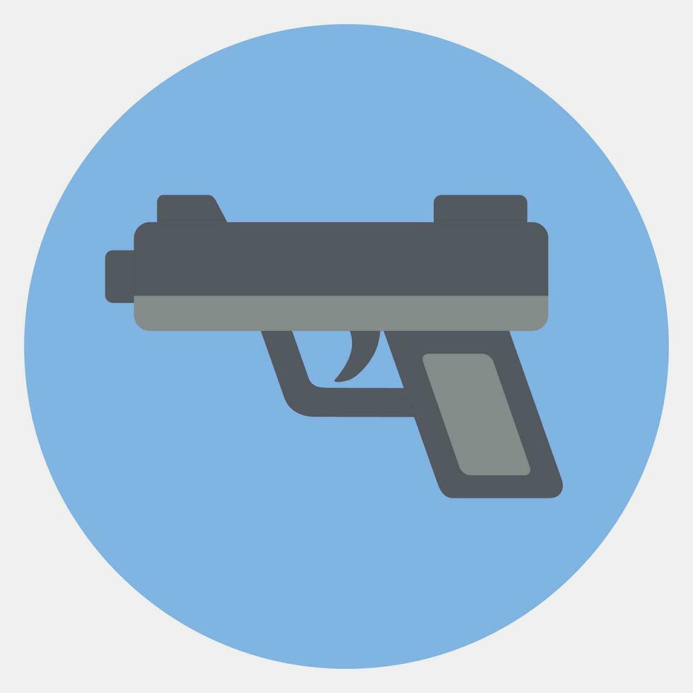 icono mano pistola. militar elementos. íconos en color compañero estilo. bueno para huellas dactilares, carteles, logo, infografía, etc. vector