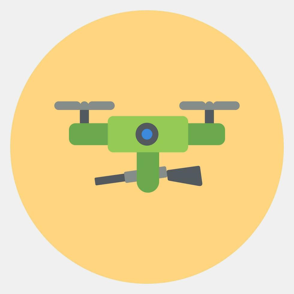 Icon military drone. Military elements. Icons in color mate style. Good for prints, posters, logo, infographics, etc. vector