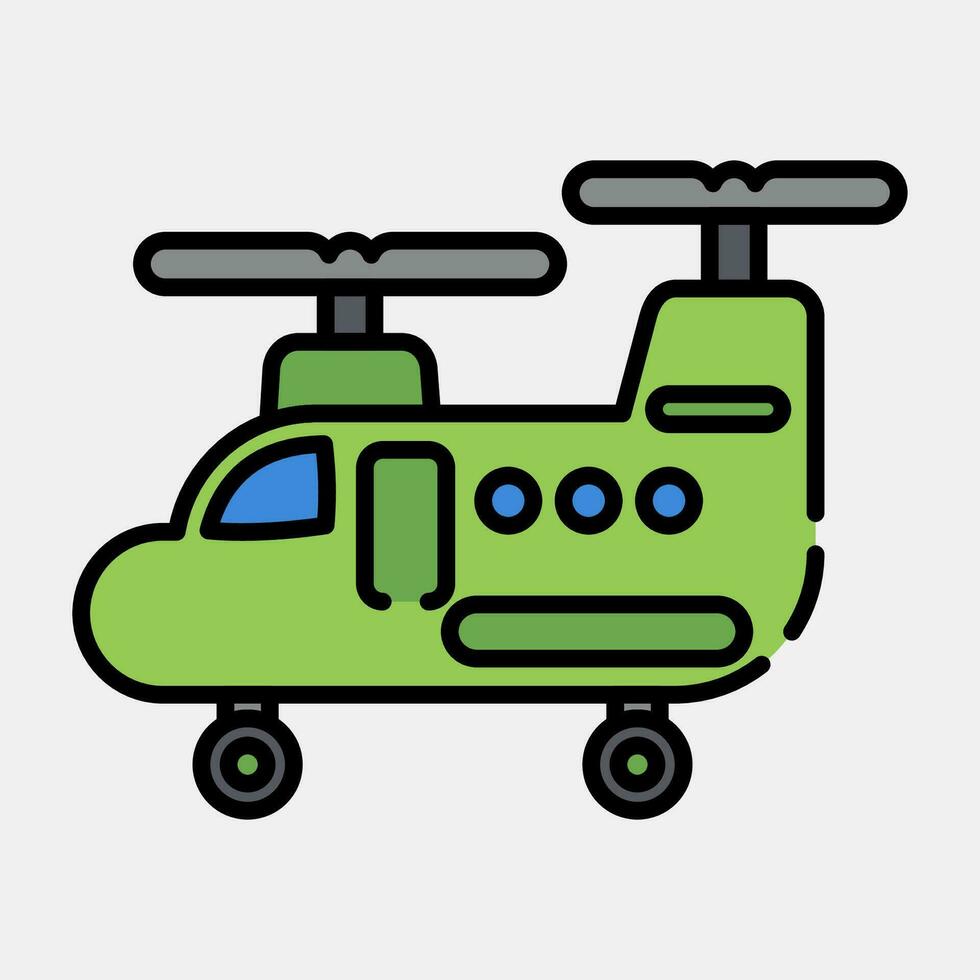 Icon military helicopter. Military elements. Icons in filled line style. Good for prints, posters, logo, infographics, etc. vector