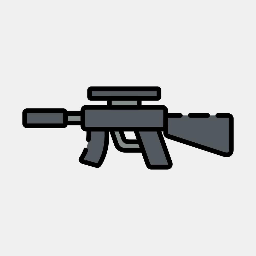 icono máquina pistola. militar elementos. íconos en lleno línea estilo. bueno para huellas dactilares, carteles, logo, infografía, etc. vector