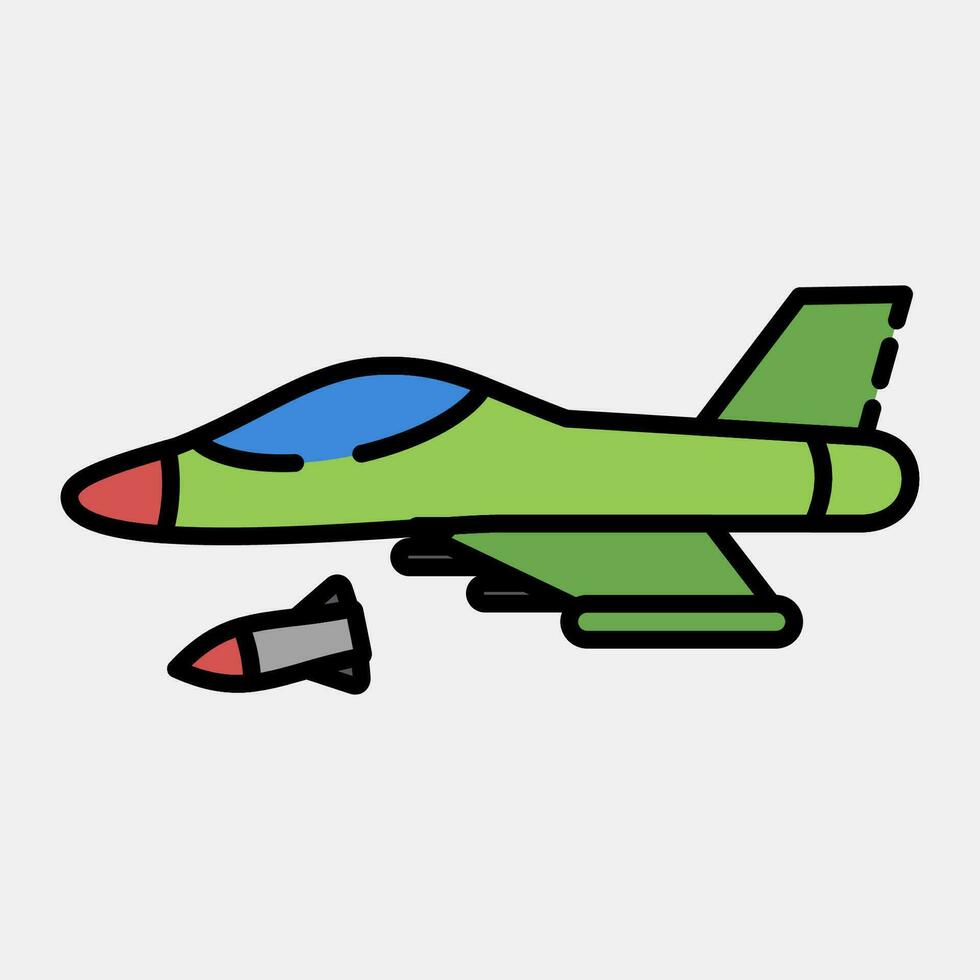 Icon fighter jet. Military elements. Icons in filled line style. Good for prints, posters, logo, infographics, etc. vector