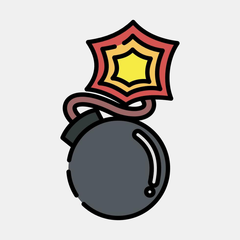 Icon bomb. Military elements. Icons in filled line style. Good for prints, posters, logo, infographics, etc. vector