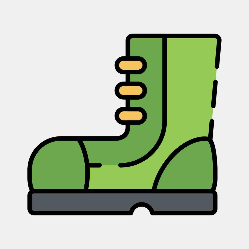 icono militar botas. militar elementos. íconos en lleno línea estilo. bueno para huellas dactilares, carteles, logo, infografía, etc. vector