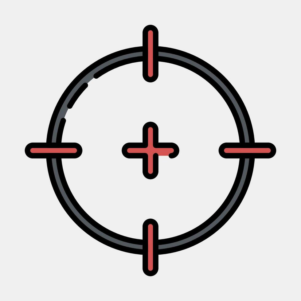 Icon target. Military elements. Icons in filled line style. Good for prints, posters, logo, infographics, etc. vector