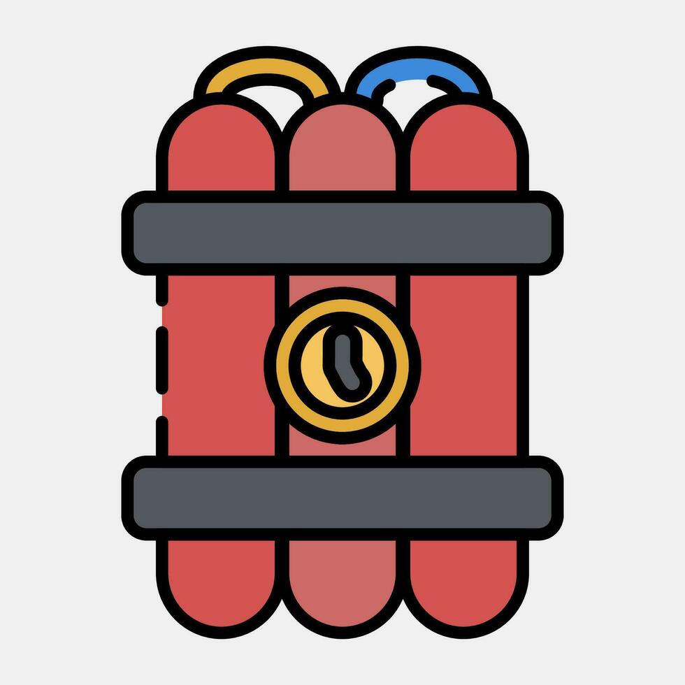 Icon time bomb. Military elements. Icons in filled line style. Good for prints, posters, logo, infographics, etc. vector