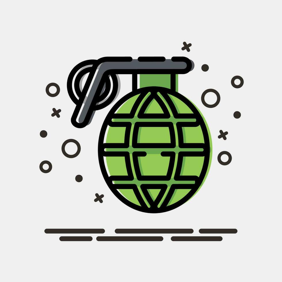 Icon grenade. Military elements. Icons in MBE style. Good for prints, posters, logo, infographics, etc. vector
