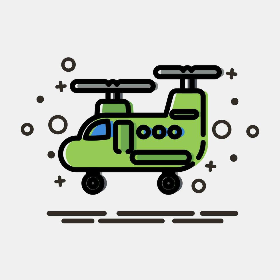 Icon military helicopter. Military elements. Icons in MBE style. Good for prints, posters, logo, infographics, etc. vector