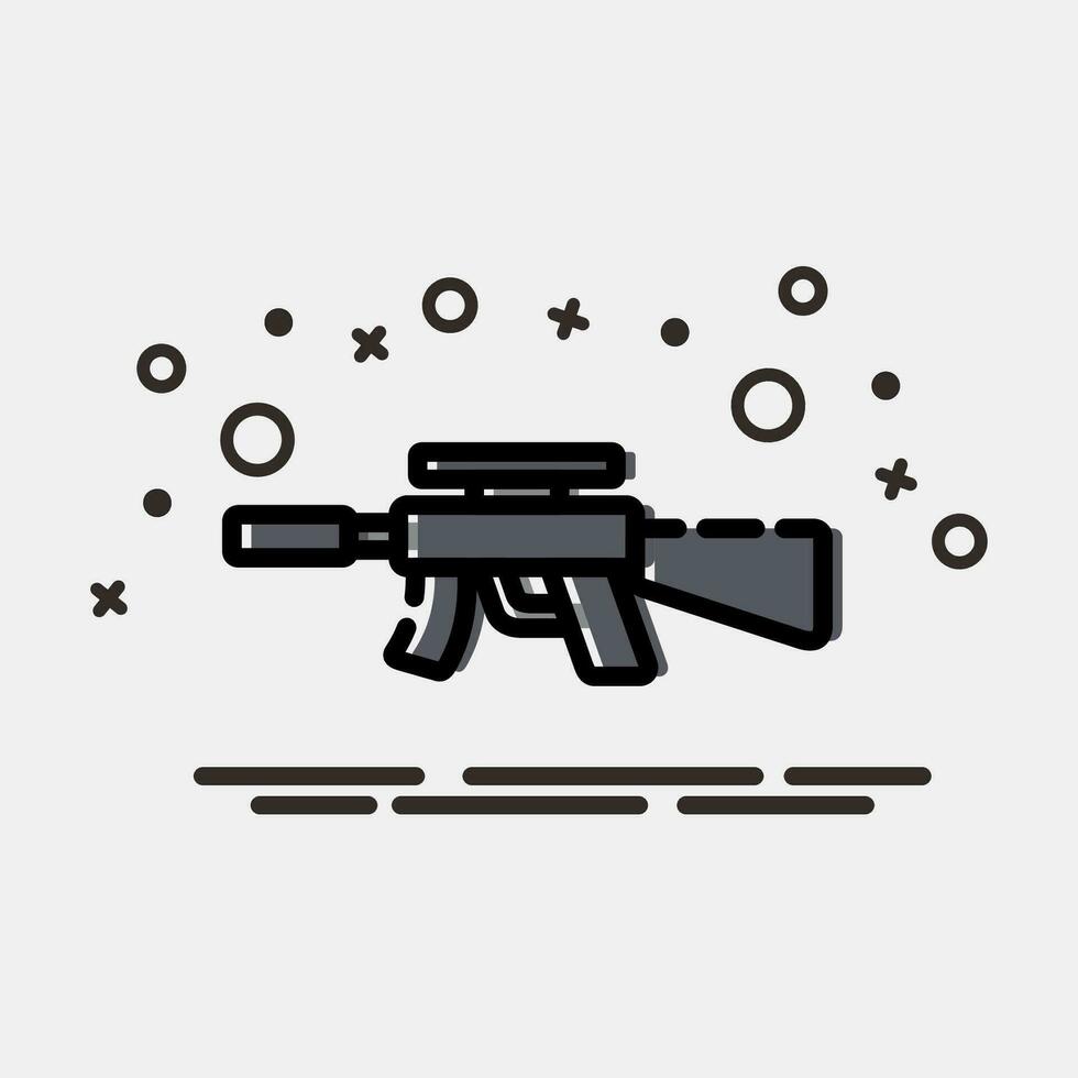 Icon machine gun. Military elements. Icons in MBE style. Good for prints, posters, logo, infographics, etc. vector