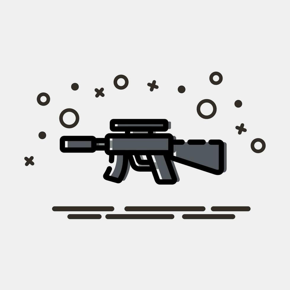 icono máquina pistola. militar elementos. íconos en mbe estilo. bueno para huellas dactilares, carteles, logo, infografía, etc. vector