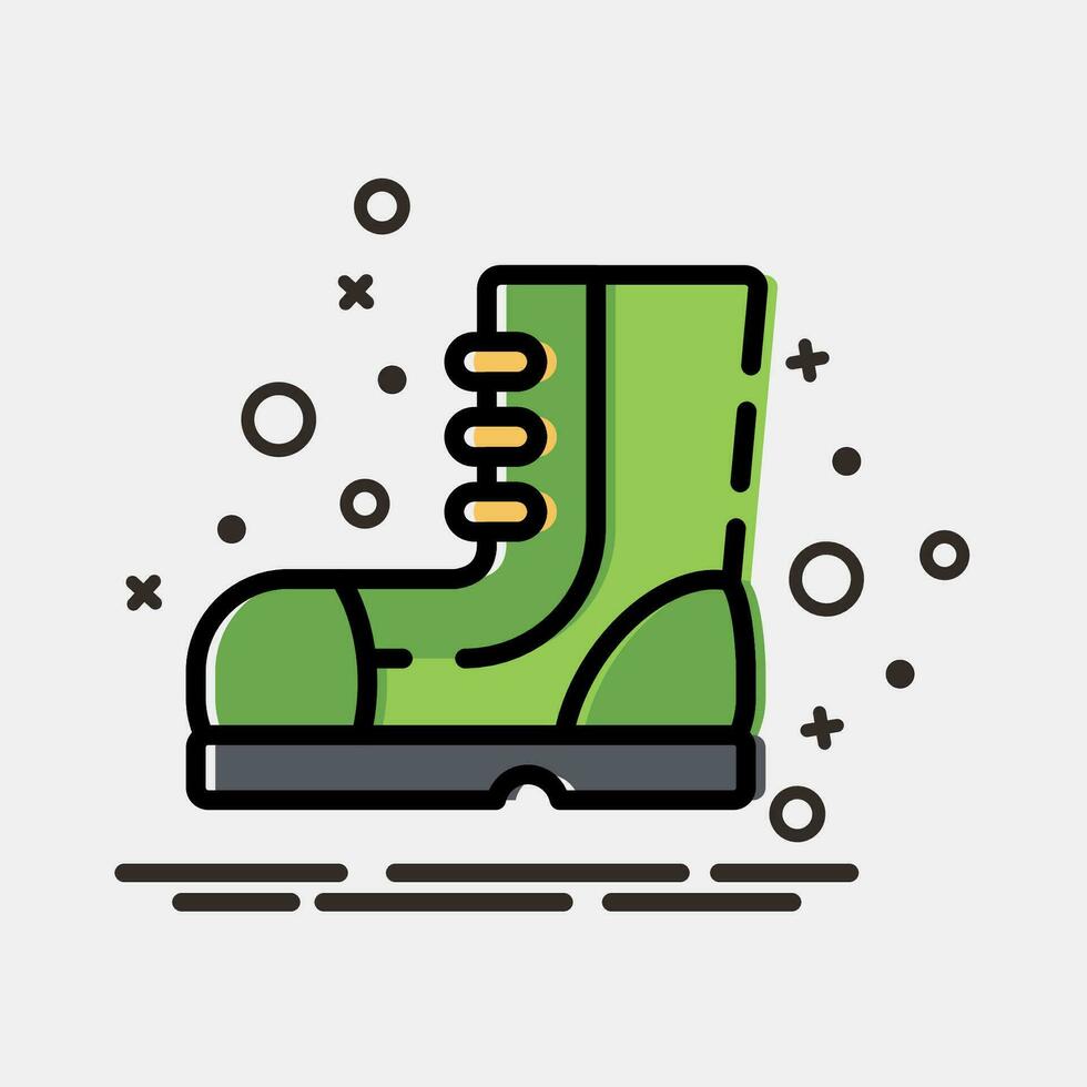 icono militar botas. militar elementos. íconos en mbe estilo. bueno para huellas dactilares, carteles, logo, infografía, etc. vector