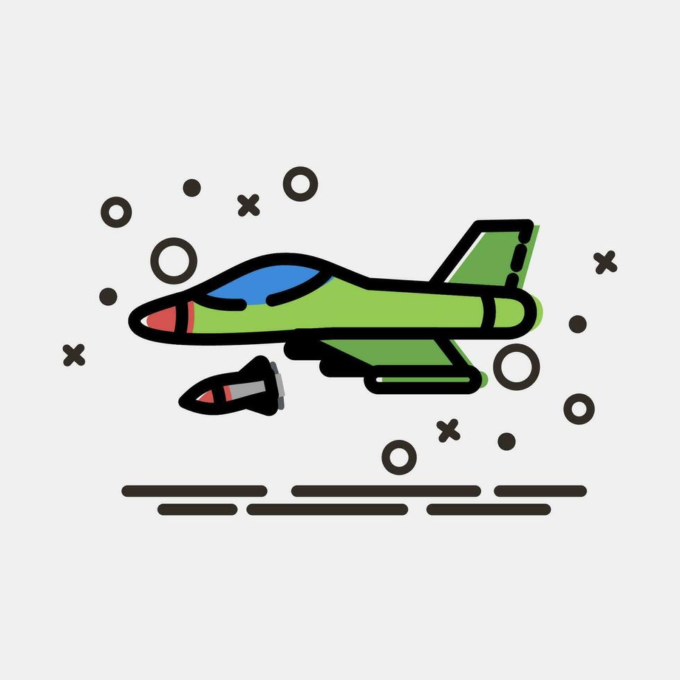 Icon fighter jet. Military elements. Icons in MBE style. Good for prints, posters, logo, infographics, etc. vector