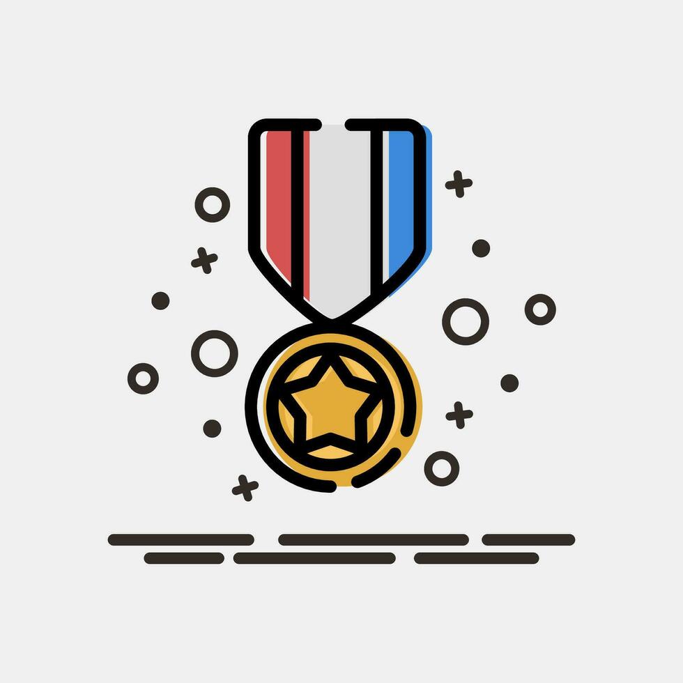 icono medalla. militar elementos. íconos en mbe estilo. bueno para huellas dactilares, carteles, logo, infografía, etc. vector