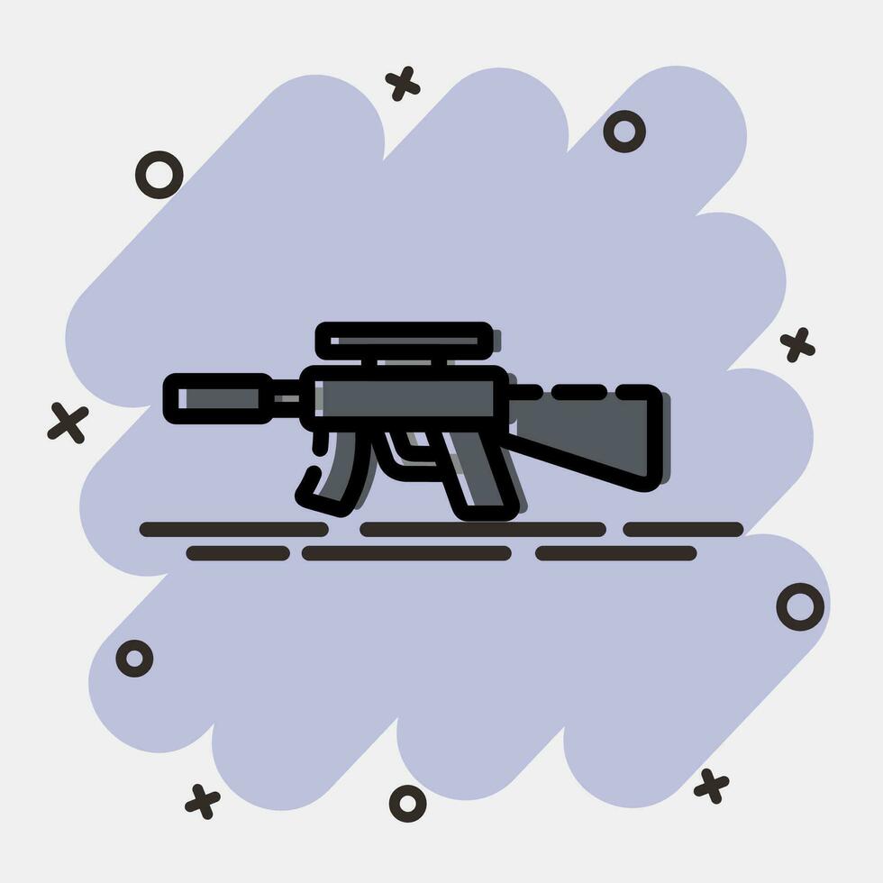 Icon machine gun. Military elements. Icons in comic style. Good for prints, posters, logo, infographics, etc. vector