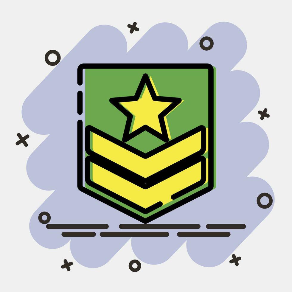 Icon military badge. Military elements. Icons in comic style. Good for prints, posters, logo, infographics, etc. vector