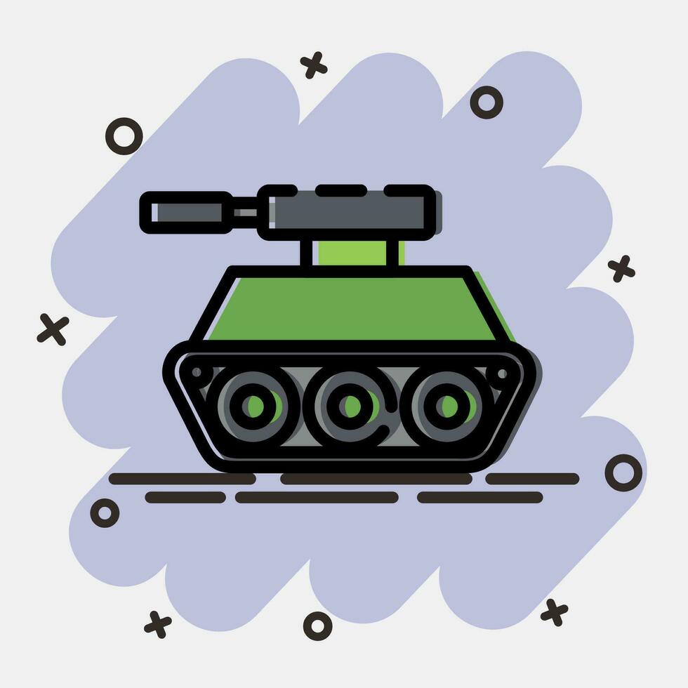 Icon tank. Military elements. Icons in comic style. Good for prints, posters, logo, infographics, etc. vector