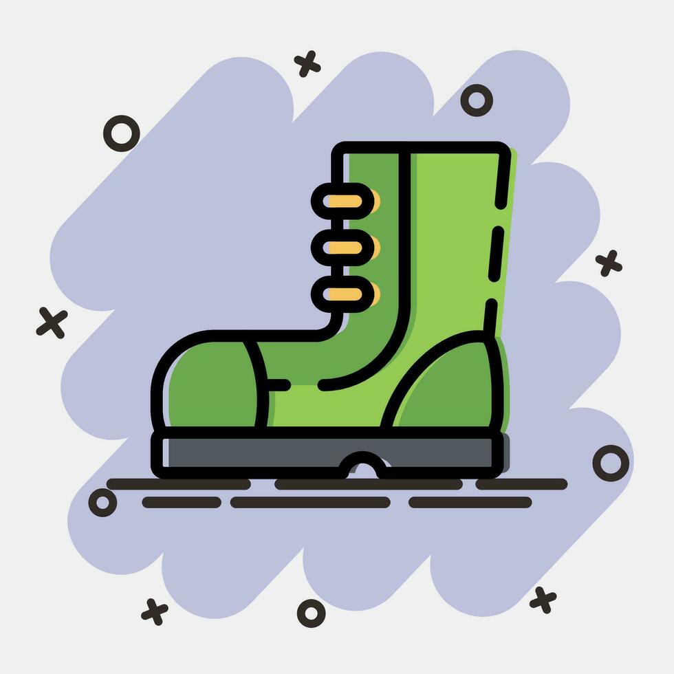 Icon military boots. Military elements. Icons in comic style. Good for prints, posters, logo, infographics, etc. vector