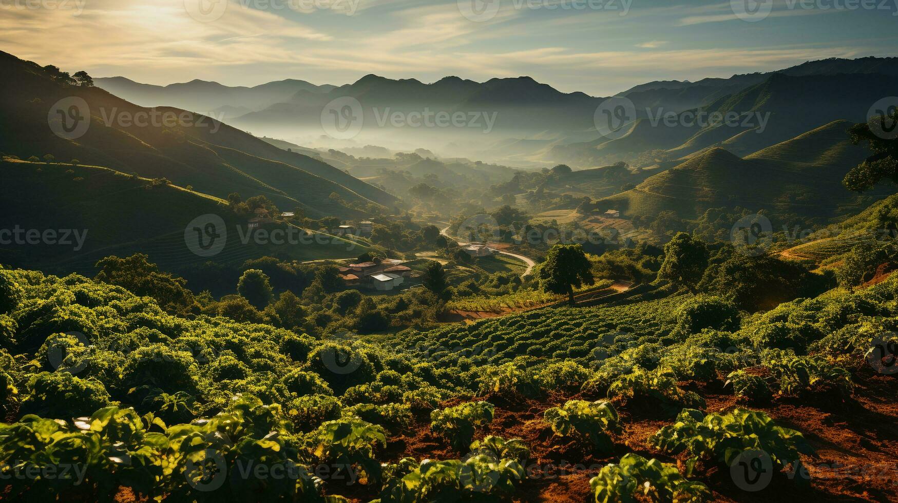 AI generated view of the coffee plantation photo