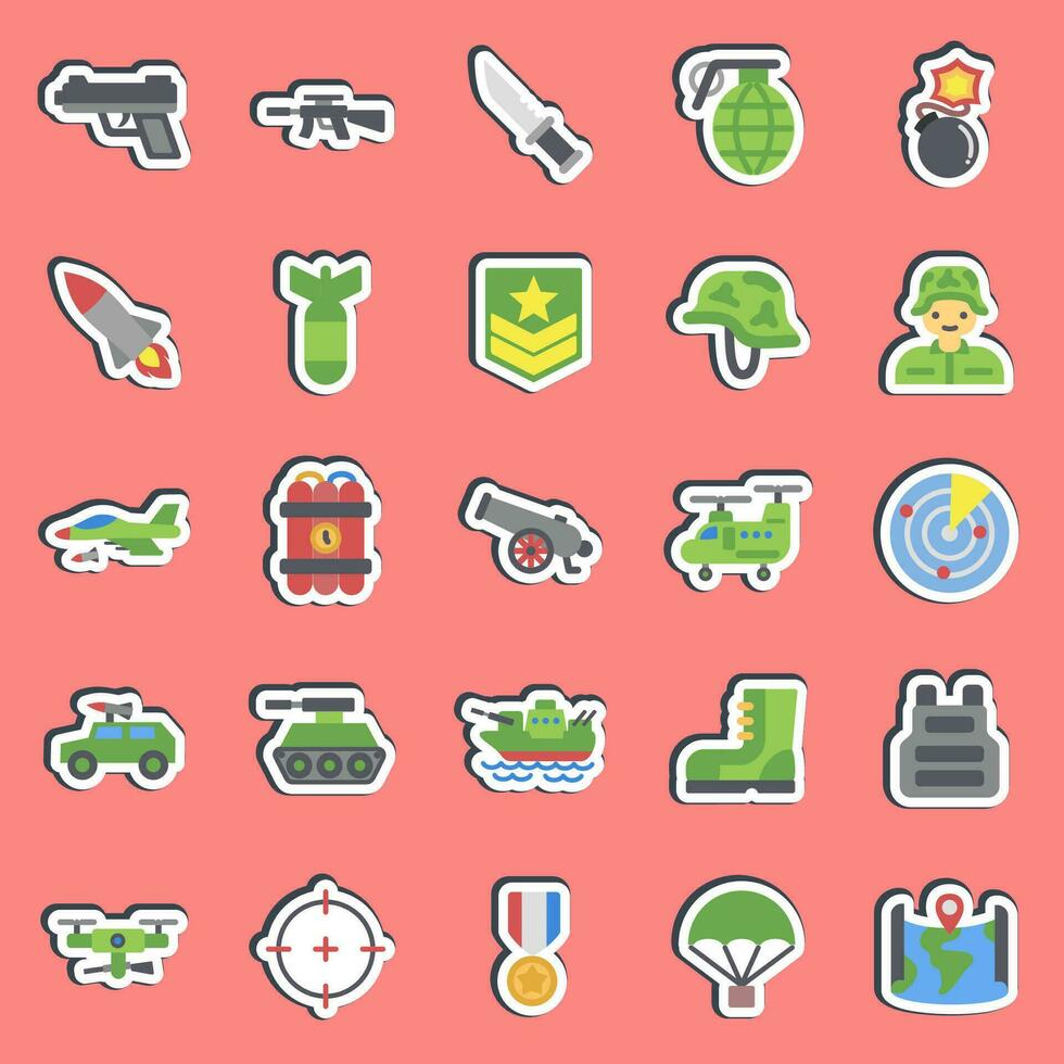 Sticker set of military. Military elements. Good for prints, posters, logo, infographics, etc. vector