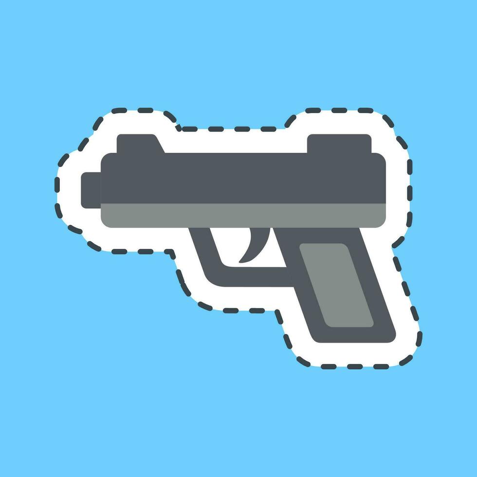 Cutting line sticker hand gun. Military elements. Good for prints, posters, logo, infographics, etc. vector