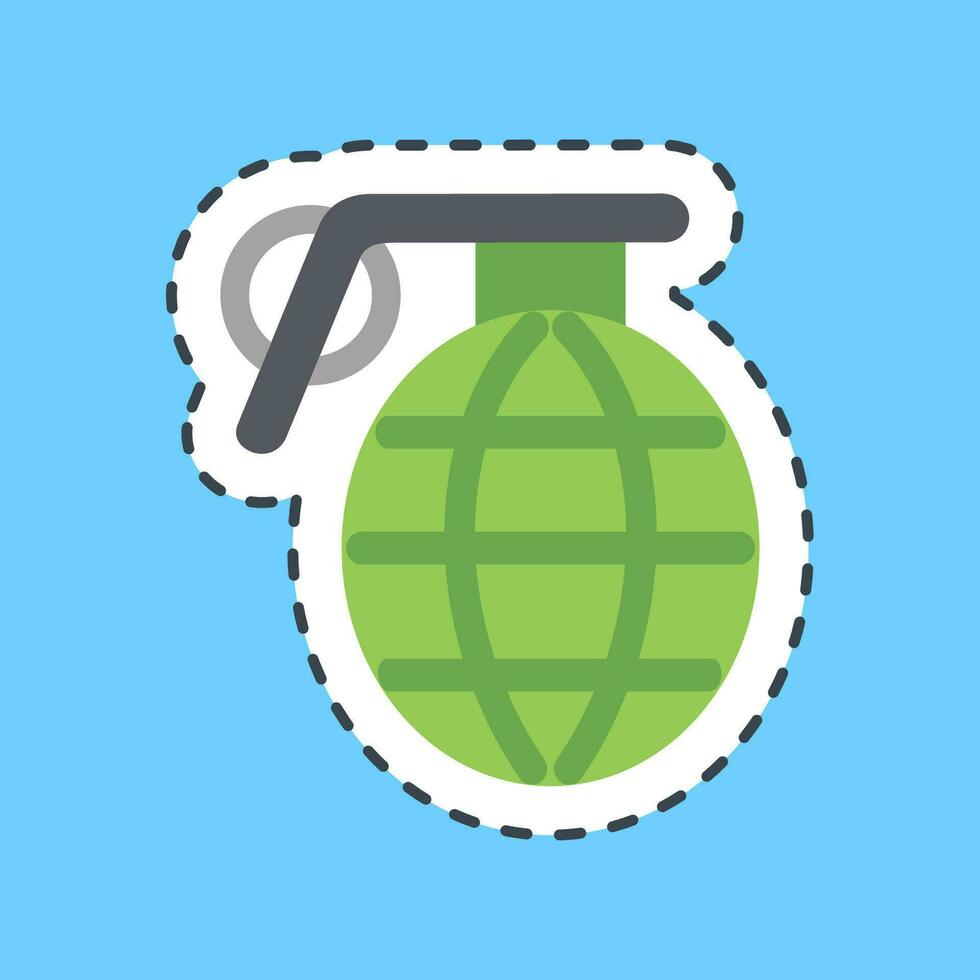 Cutting line sticker grenade. Military elements. Good for prints, posters, logo, infographics, etc. vector