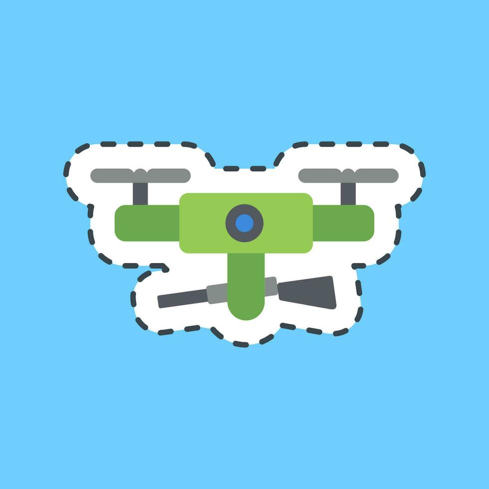 Cutting line sticker military drone. Military elements. Good for prints, posters, logo, infographics, etc. vector