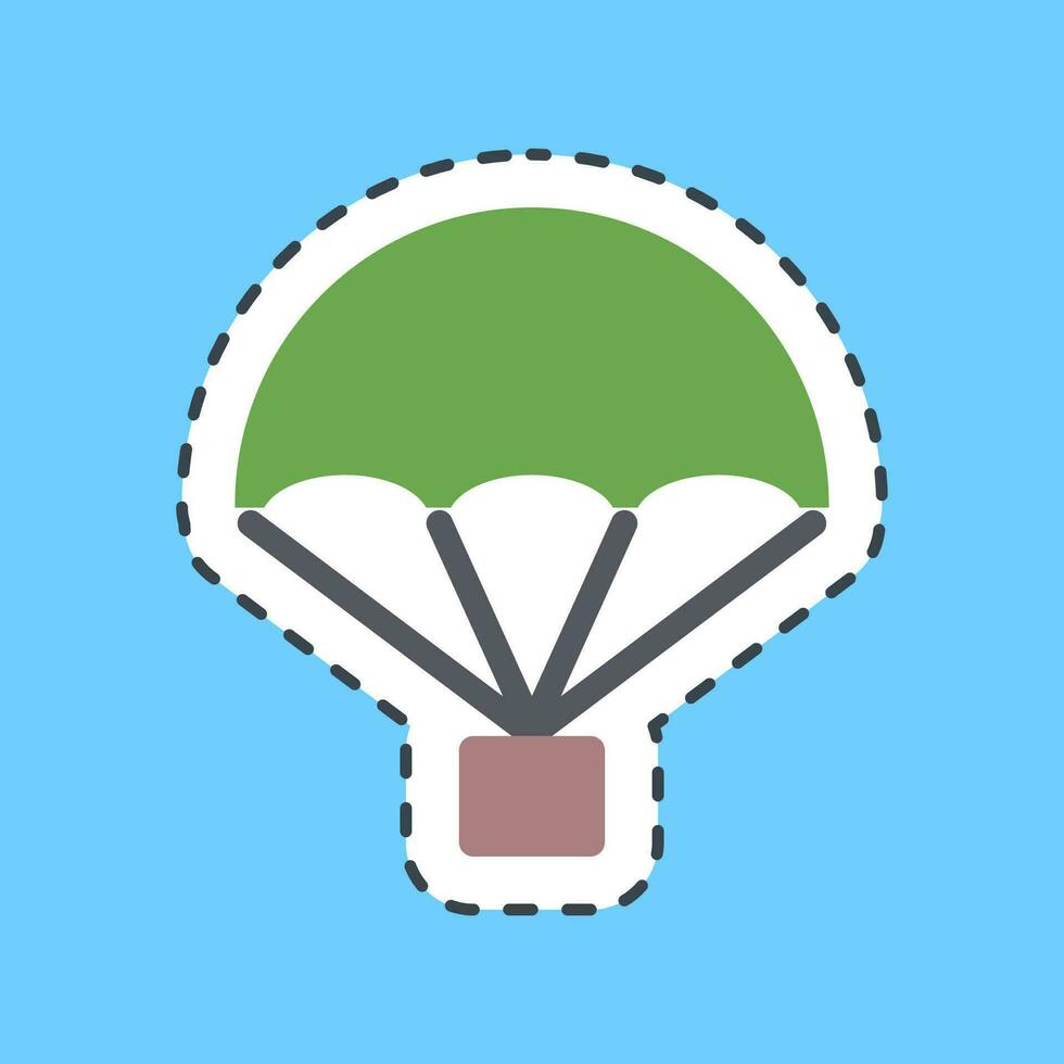 Cutting line sticker parachute. Military elements. Good for prints, posters, logo, infographics, etc. vector