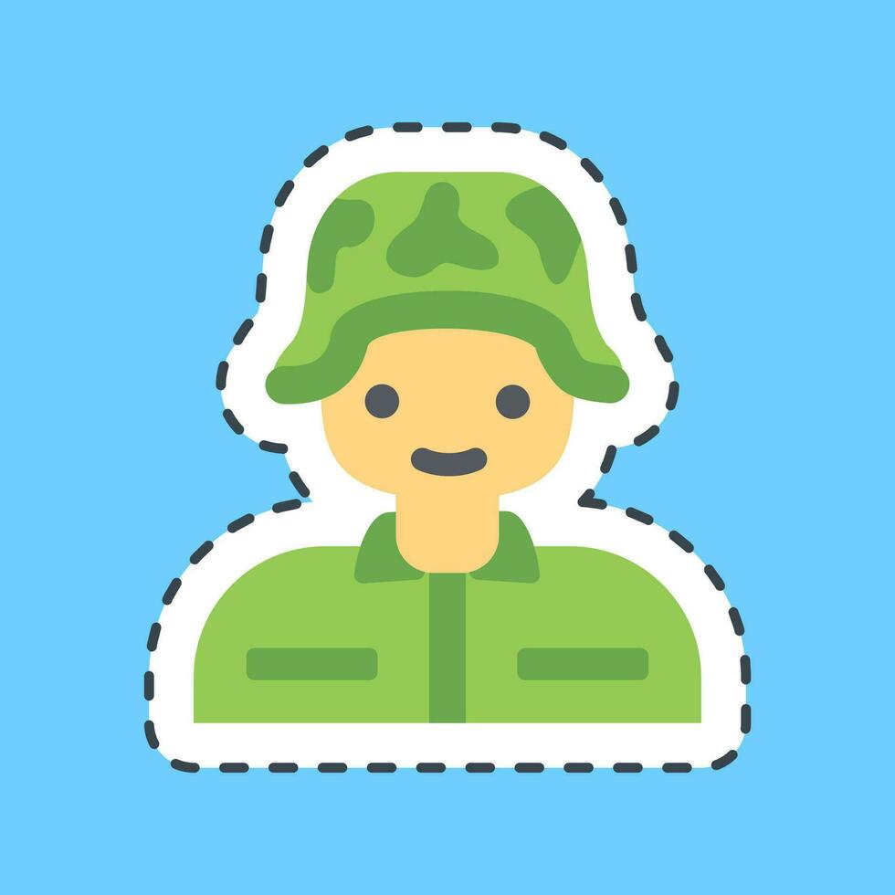 Cutting line sticker soldier. Military elements. Good for prints, posters, logo, infographics, etc. vector