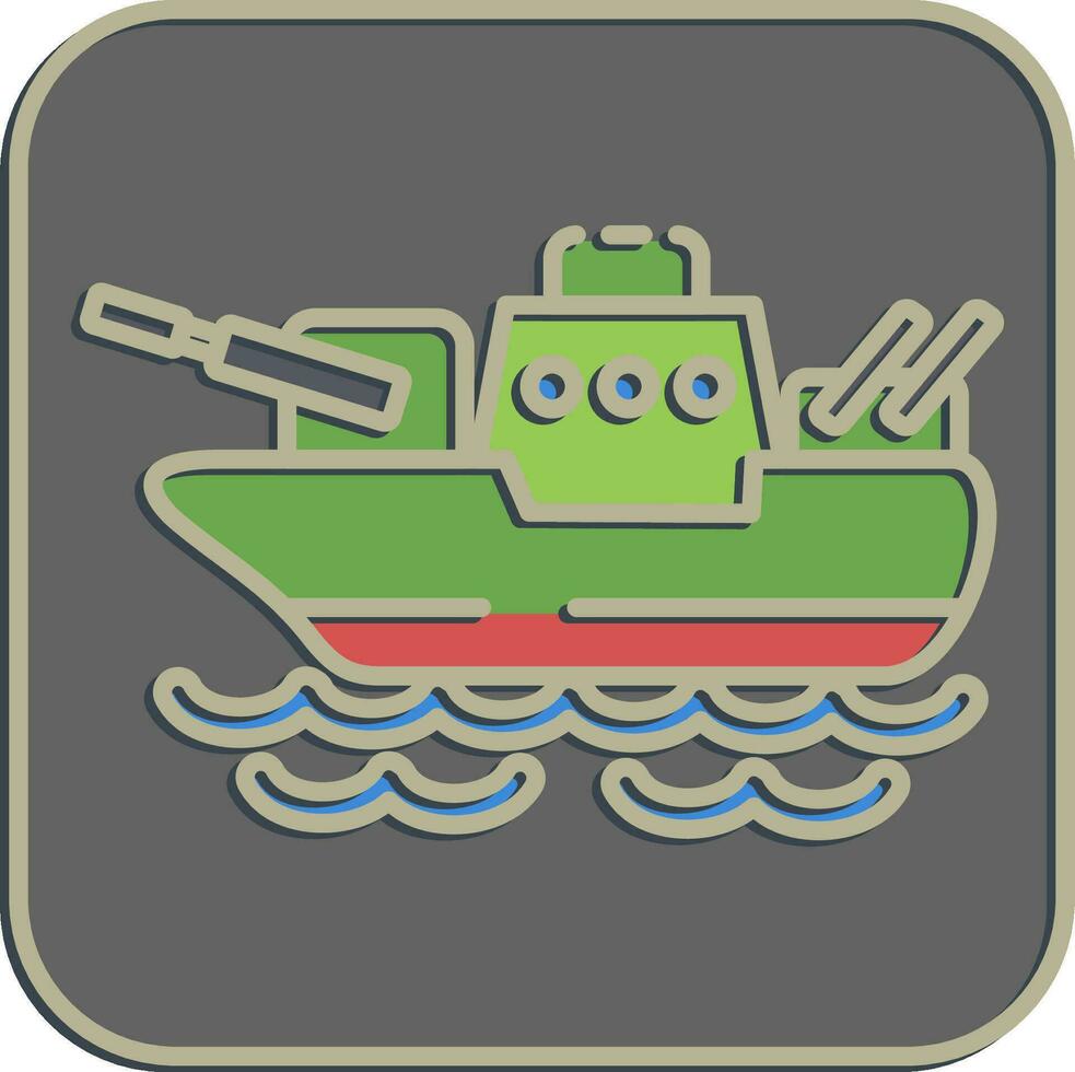 icono batalla barco. militar elementos. íconos en en relieve estilo. bueno para huellas dactilares, carteles, logo, infografía, etc. vector