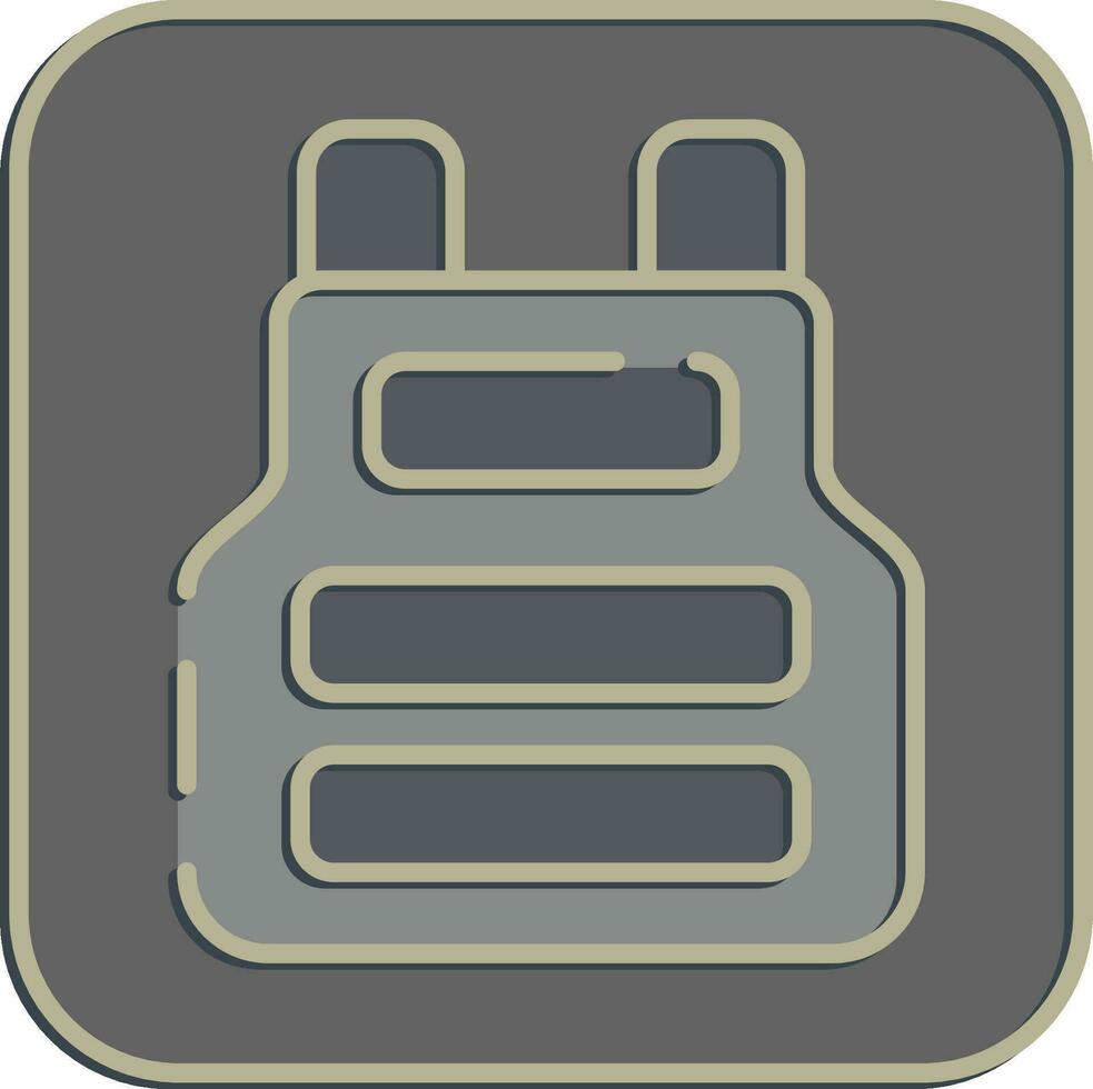 icono a prueba de balas chaleco. militar elementos. íconos en en relieve estilo. bueno para huellas dactilares, carteles, logo, infografía, etc. vector