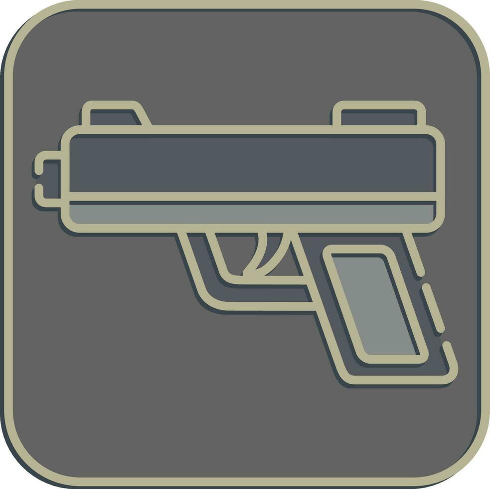 icono mano pistola. militar elementos. íconos en en relieve estilo. bueno para huellas dactilares, carteles, logo, infografía, etc. vector