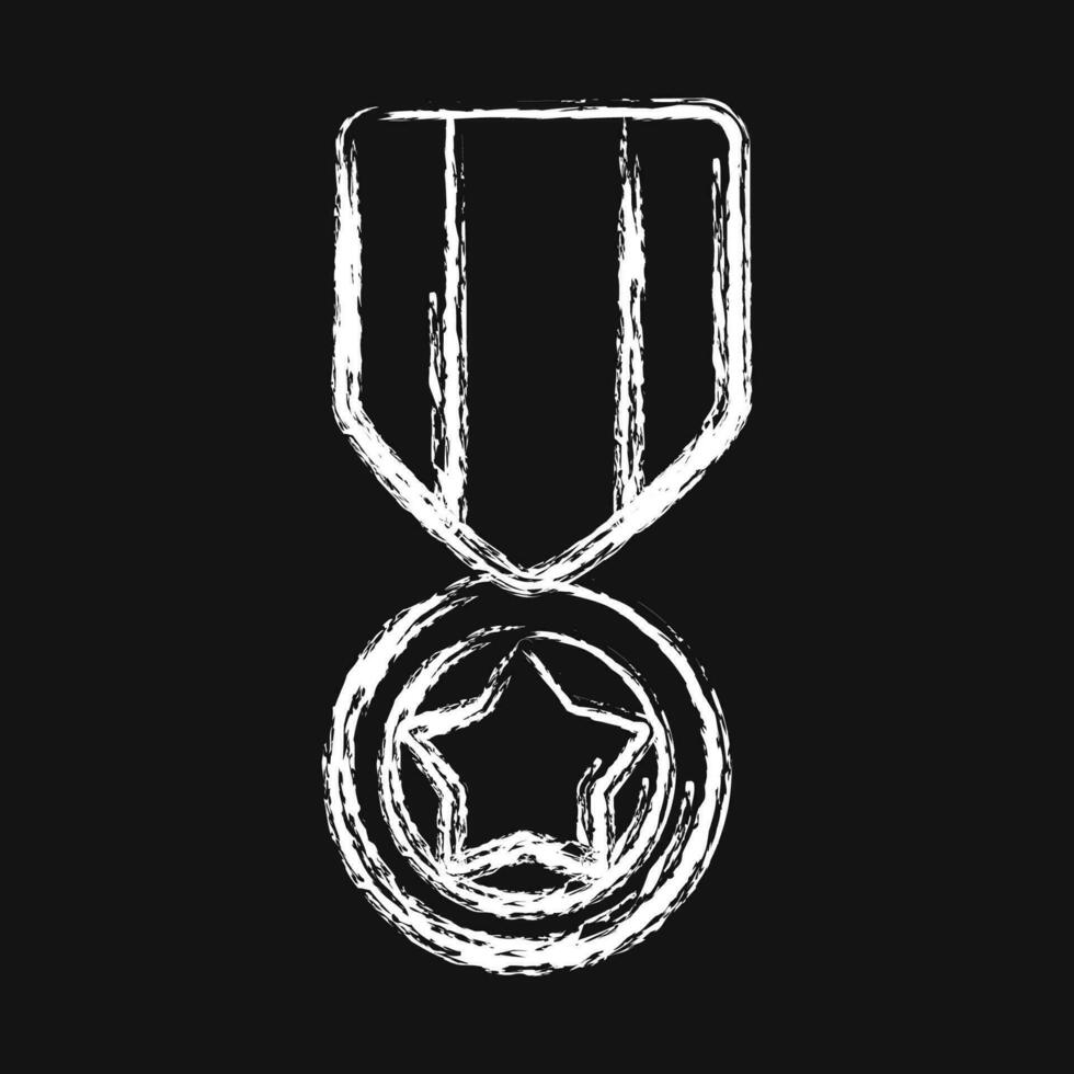 Icon medal. Military elements. Icons in chalk style. Good for prints, posters, logo, infographics, etc. vector
