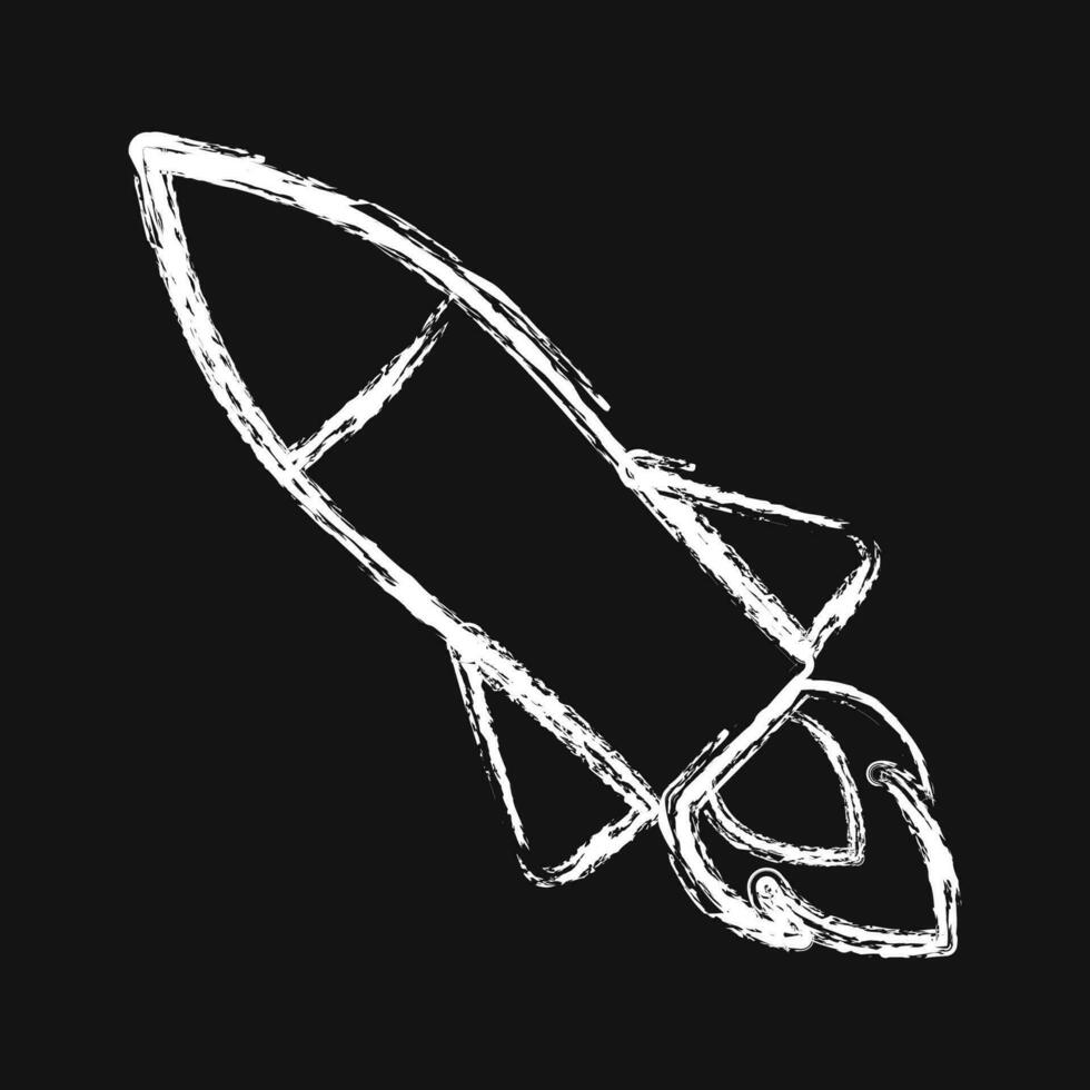 Icon rocket. Military elements. Icons in chalk style. Good for prints, posters, logo, infographics, etc. vector