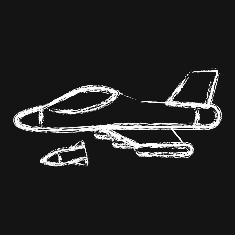 Icon fighter jet. Military elements. Icons in chalk style. Good for prints, posters, logo, infographics, etc. vector