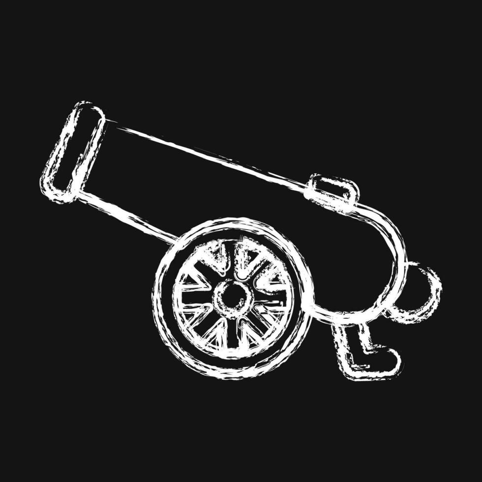 Icon cannon. Military elements. Icons in chalk style. Good for prints, posters, logo, infographics, etc. vector