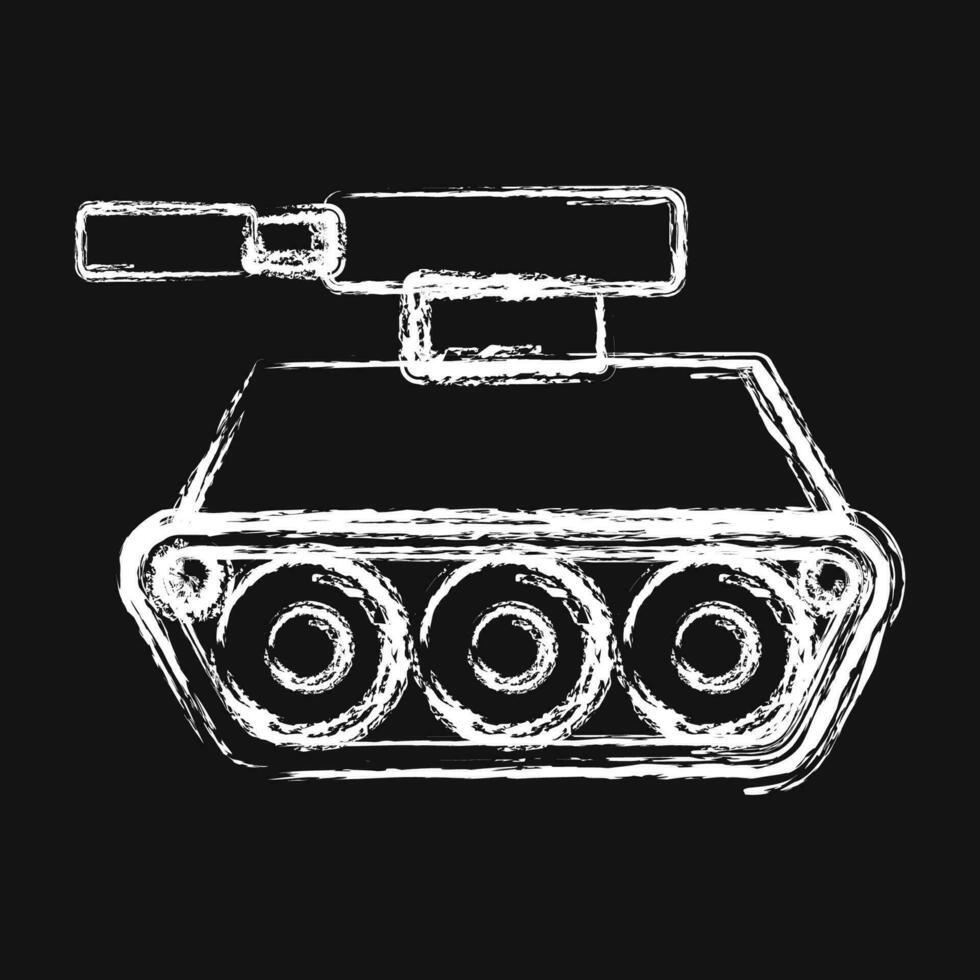 Icon tank. Military elements. Icons in chalk style. Good for prints, posters, logo, infographics, etc. vector