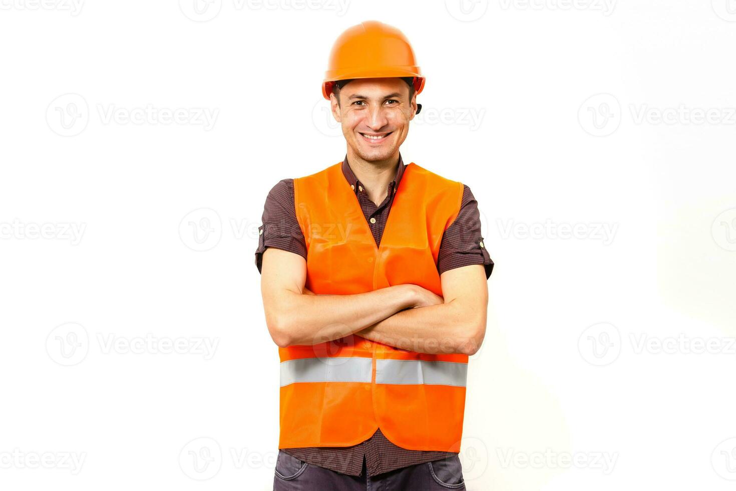 Young worker isolated on white photo