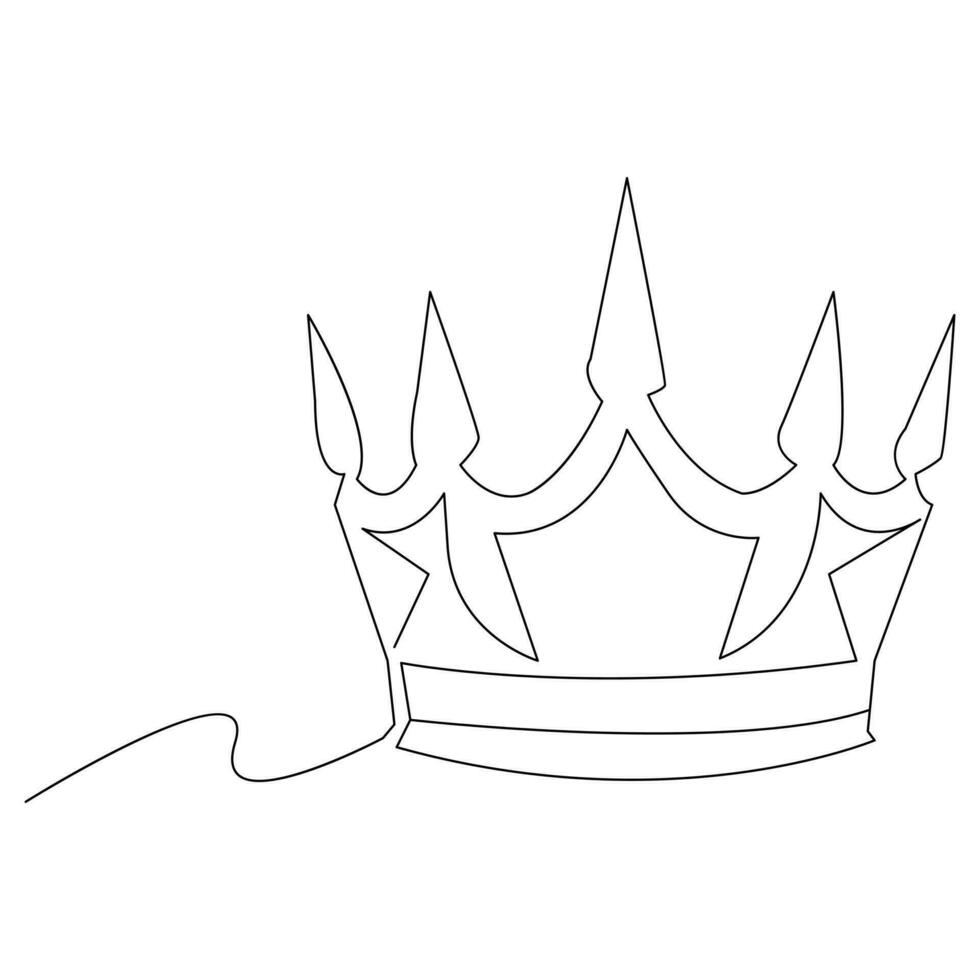 King crown Continuous one line vector art drawing and illustration