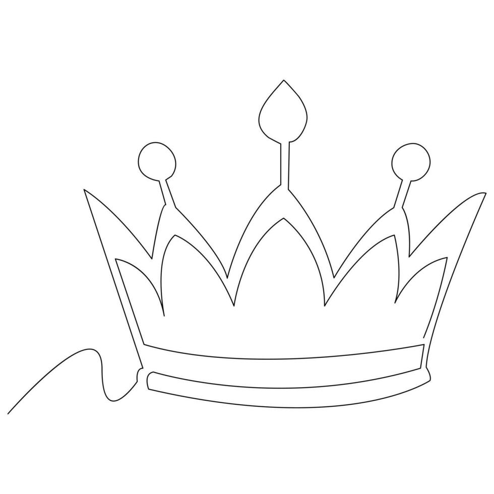 King crown Continuous one line vector art drawing and illustration