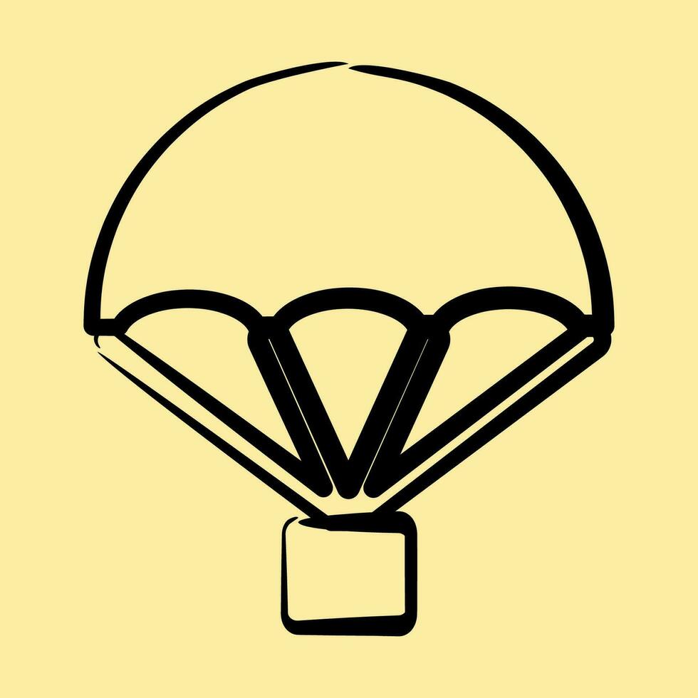 Icon parachute. Military elements. Icons in hand drawn style. Good for prints, posters, logo, infographics, etc. vector
