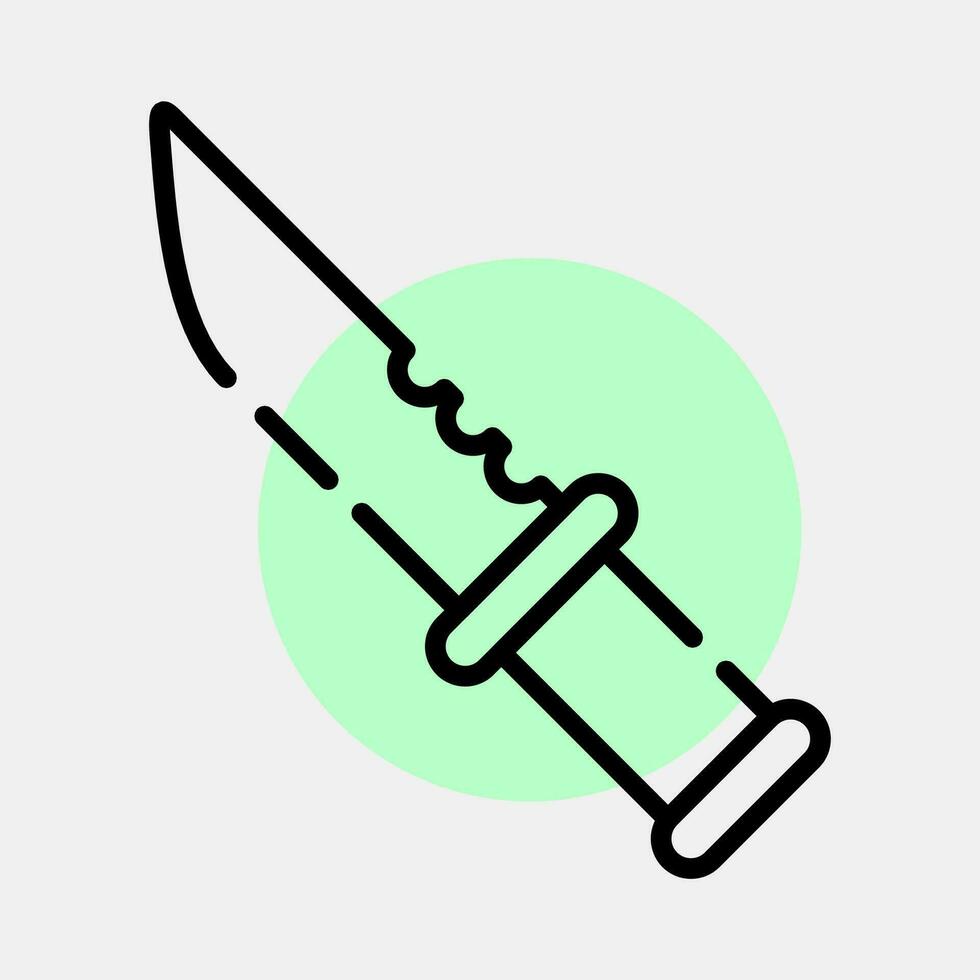 Icon military knife. Military elements. Icons in color spot style. Good for prints, posters, logo, infographics, etc. vector