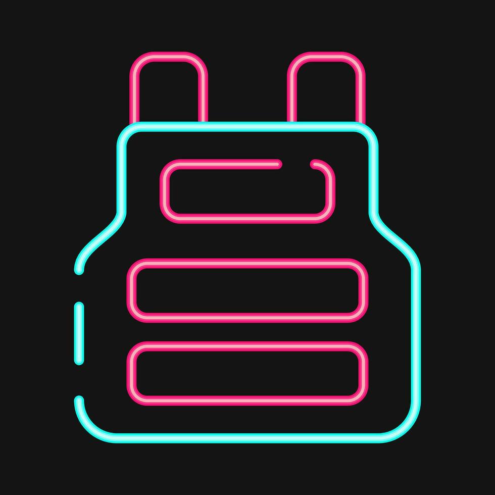Icon bulletproof vest. Military elements. Icons in neon style. Good for prints, posters, logo, infographics, etc. vector