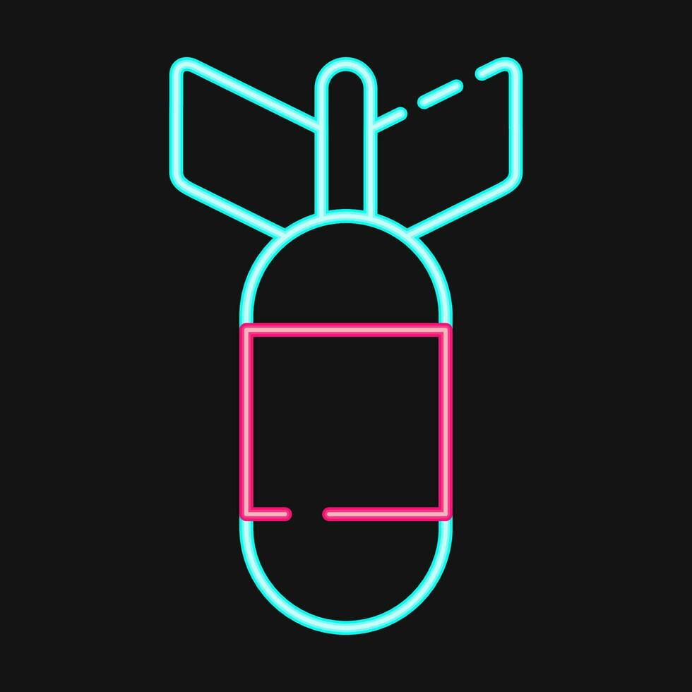 Icon missile. Military elements. Icons in neon style. Good for prints, posters, logo, infographics, etc. vector