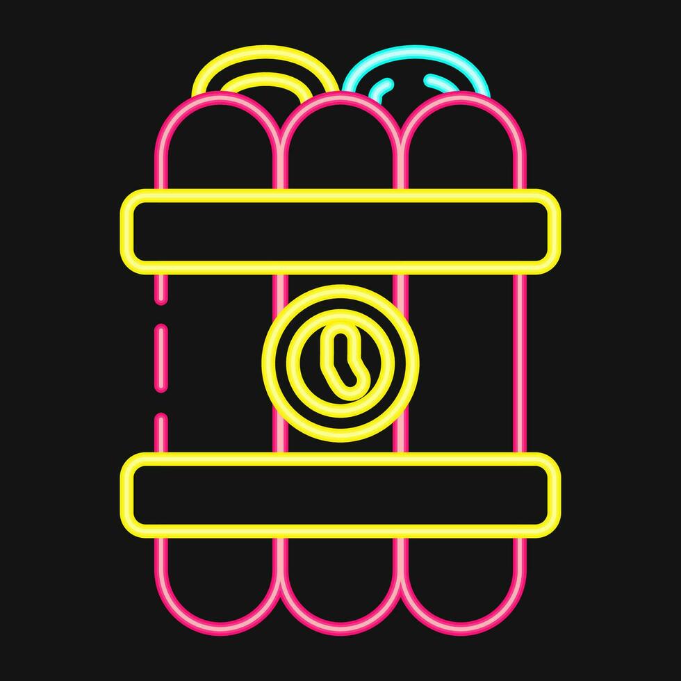 Icon time bomb. Military elements. Icons in neon style. Good for prints, posters, logo, infographics, etc. vector