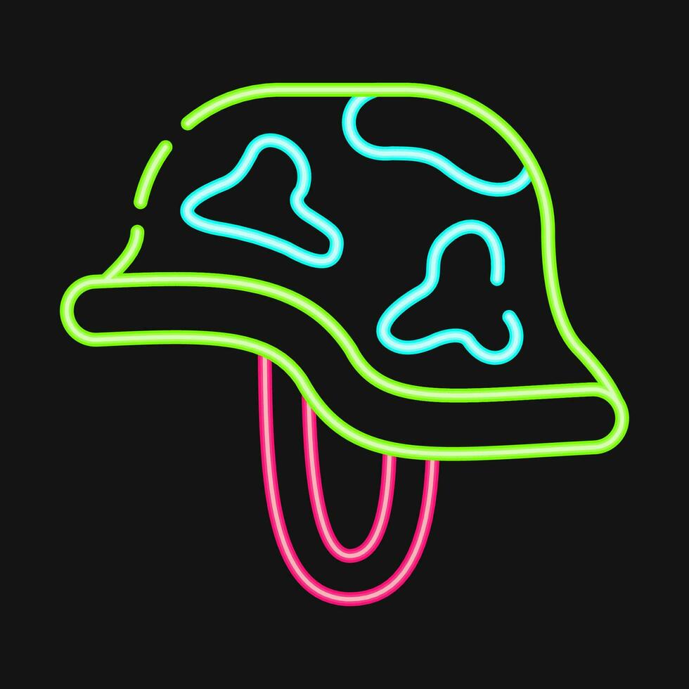 Icon helmet. Military elements. Icons in neon style. Good for prints, posters, logo, infographics, etc. vector