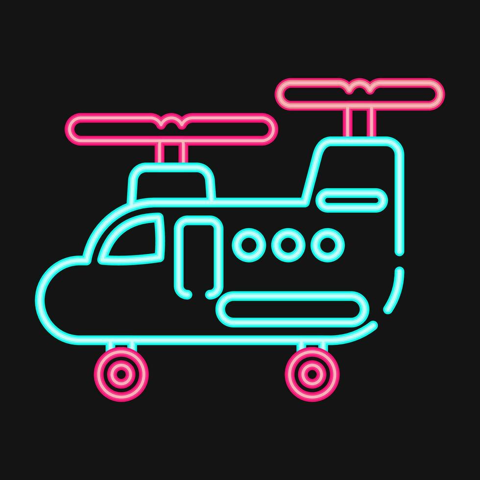 Icon military helicopter. Military elements. Icons in neon style. Good for prints, posters, logo, infographics, etc. vector
