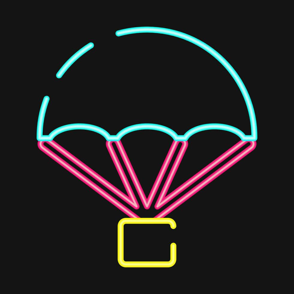 Icon parachute. Military elements. Icons in neon style. Good for prints, posters, logo, infographics, etc. vector