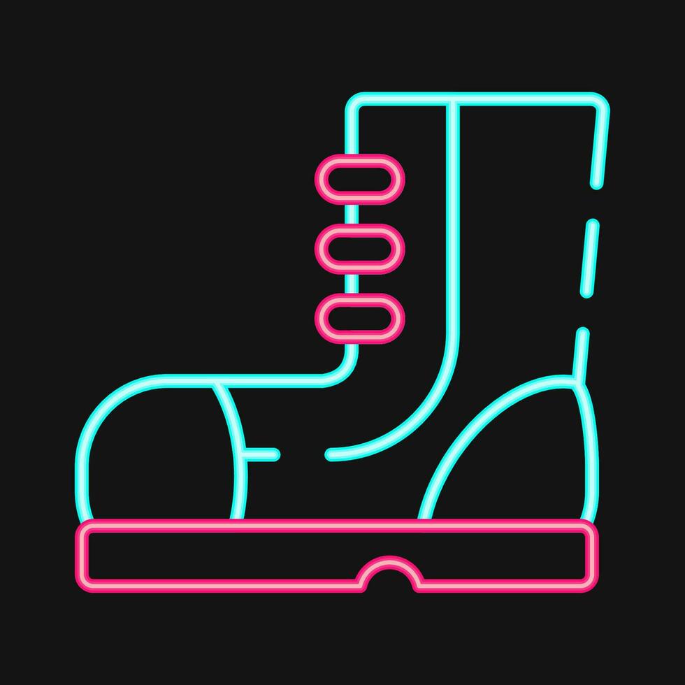 Icon military boots. Military elements. Icons in neon style. Good for prints, posters, logo, infographics, etc. vector