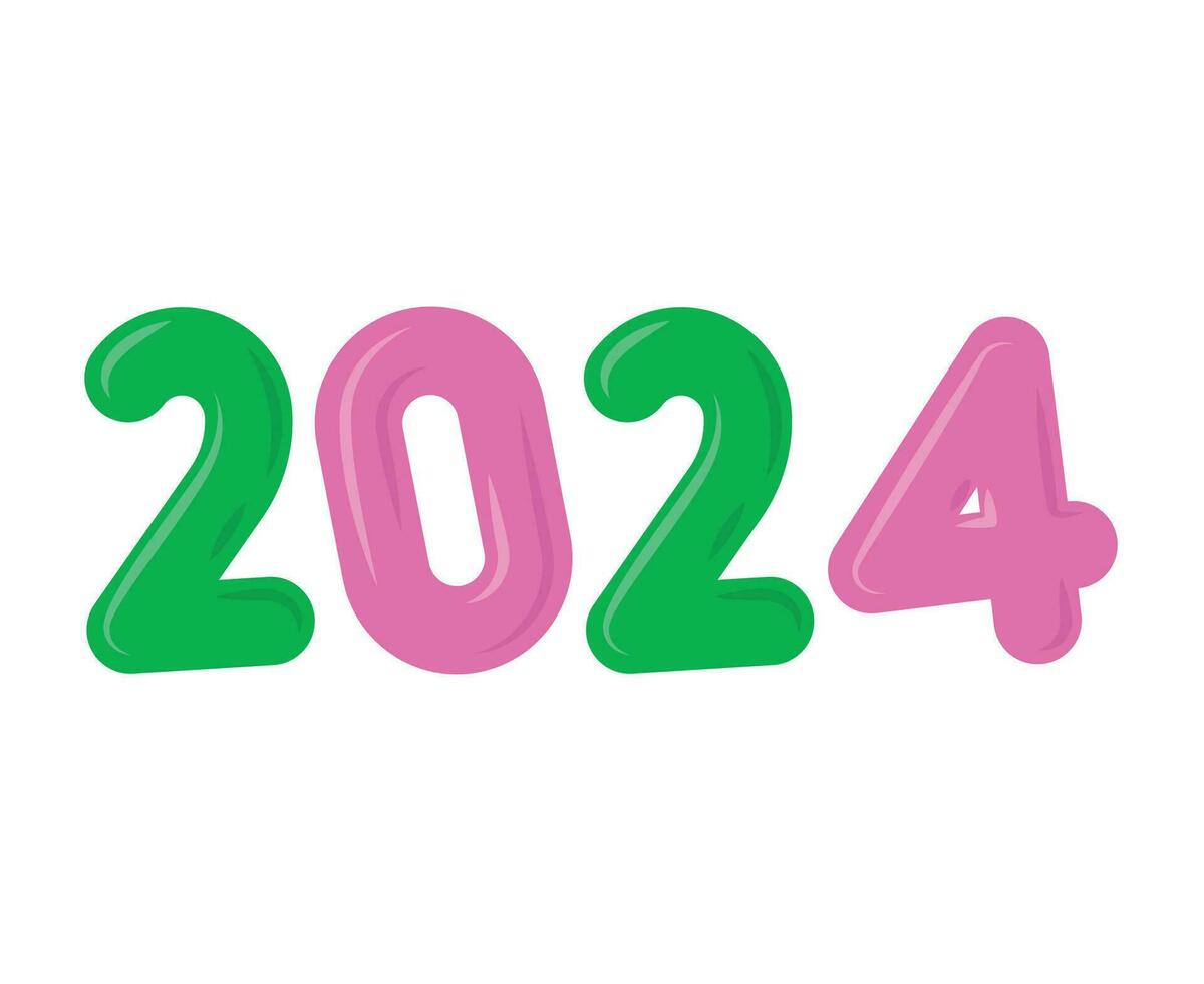 2024 contento nuevo año resumen verde y púrpura gráfico diseño vector logo símbolo ilustración