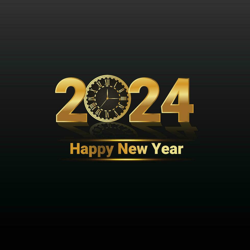 Happy New Year 2024 Golden Vector Poster